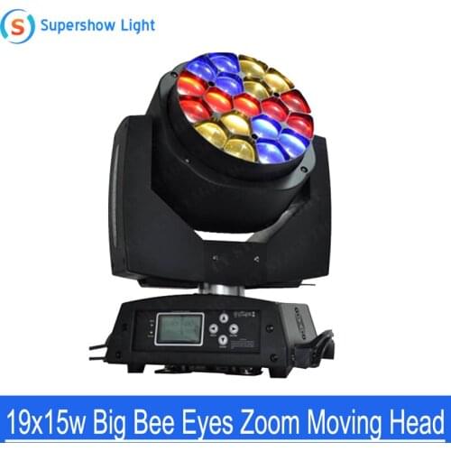 Zoom Function 19X15W RGBW Bee Eye Moving Head Light Nightclub Dj Party Stage Light DMX 512 LED Lighting Effect