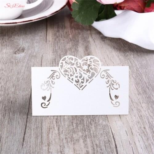 10/50/100 Pcs Laser Cut Hollow Shape Seat Card Place Escort Card Wedding Name Cards Wedding Invitations Party Decoration 7Z