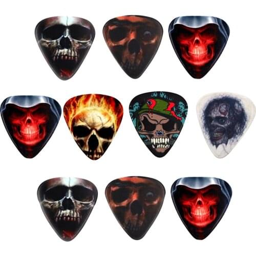10pcs Electric Guitar Celluloid Picks Skull 0.8mm Ukulele Guitar Plectrum Musical Instrument Accessories
