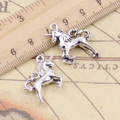 10pcs Charms Horse Unicorn 25x23mm Tibetan Silver Color Pendants Antique Jewelry Making DIY Handmade Craft