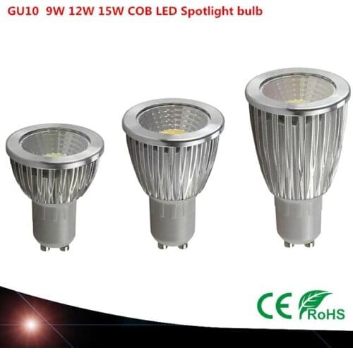 10PCS Ultra Bright dimmable 9w 12W 15W 85~265V GU10 LED Bulbs Spotlight COB GU10 led Lamp CE/RoHS Warm/Cool White
