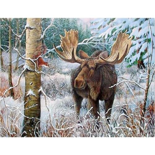 5D DIY Diamond Painting Cross Stitch moose Full square diamond Embroidery picture resin drill Mosaic paste art painting Decor