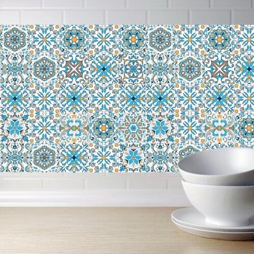 Arab DIY Mosaic Wall Tiles Stickers Waist Line Wall Sticker Kitchen Adhesive Bathroom Toilet Waterproof PVC Wallpaper