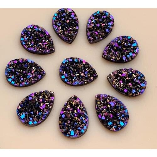 DIY 50PCS 9*13mm Mineral Surface Resin Rhinestone Flatback Glitters AB Cabochon Stone DIY Wedding Decoration Crafts -A573