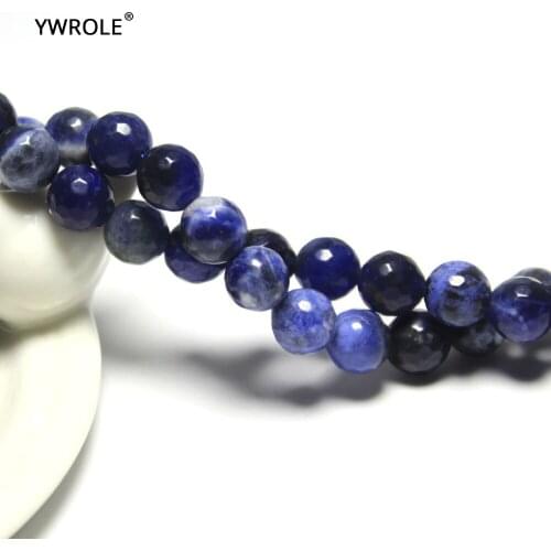 Faceted Sodalite Blue-vein Stone Natural Stone Beads For Jewelry Making Bracelet DIY 4/ 6/8/10/12 mm Strand 15''Wholesale