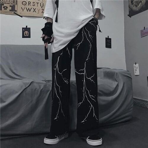 HOUZHOU Japanese Streetwear Wide Leg Straight Pants Harajuku Goth High Waist Pants Women Hippie Oversized Trousers Loose Pants