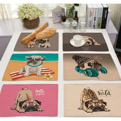 Funny dog table mats dinning table decoration placemat pink kitchen accessories table runner tablecloth waterproof tablecloth
