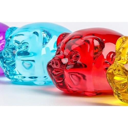 Colorful Lucky Wealthy Cute Pig Crystal Animal Figurines Collection Cut Glass Ornament Statue Collectible Gift Home Decor