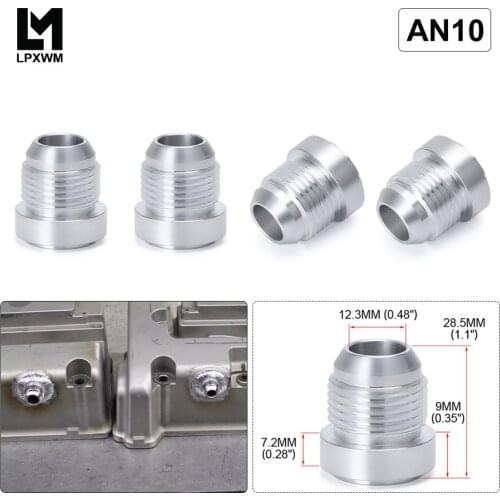 LPXWM- 4PCS/PACK Top Quality Aluminum AN10-AN Straight Male Weld Fitting Adapter Weld Bung Nitrous Hose Fitting Silver