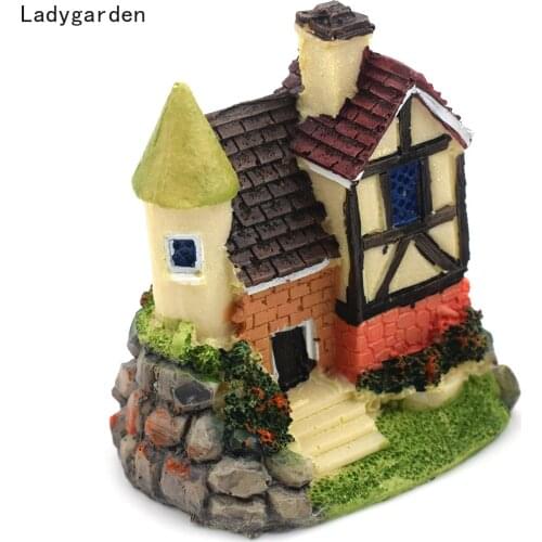 Mini Statues Figurine Plant Garden Ornament Landscape Fairy Garden House Miniature Resin Crafts Doll House Desk Plant Pot Decor