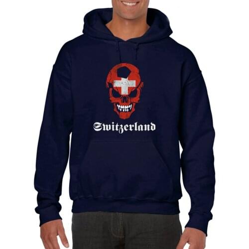Fashion Classic Suisse Switzerland Footballer Skull Flag Fan Switzerland Sale Hoodies Sweatshirt