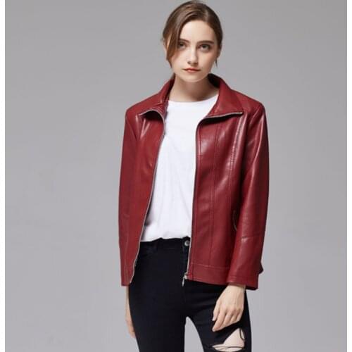 New Arrival 2021 brand Winter Autumn Motorcycle leather jackets yellow leather jacket women leather coat slim PU jacket Leather