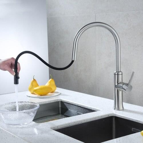New Kitchen Faucet Single Handle Pull Down Kitchen Tap Single Hole 360 Degree Brushed Nickle Faucets Water Mixer Tap