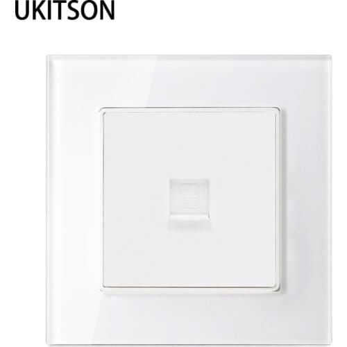 Top Quality White Crystal Glass Panel CAT5E RJ45 LAN Socket Faceplate 86x86mm With CE RoHs