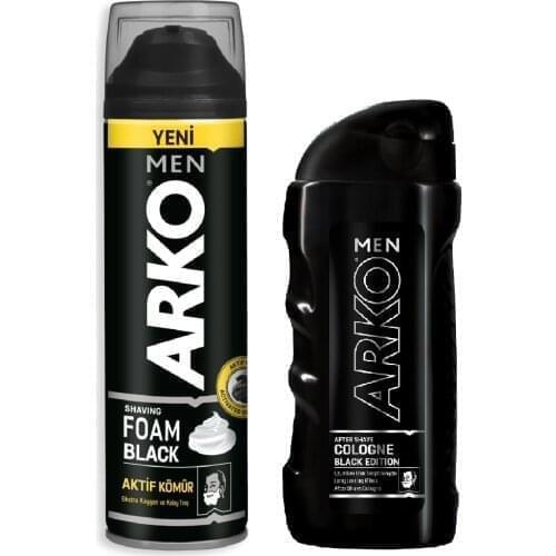 AWESOME Arko Men Activated Charcoal Shaving Foam 200 ml + Arko Men Black Edition Shaving Cologne 250 ml FREE SHİPPİNG
