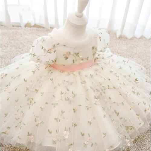 Newborn Baby Girl Dress Floral Tulle 1 Year Birthday Dress New Fashion Princess Baby Girl Dress Infant Clothing Toddler Dresses