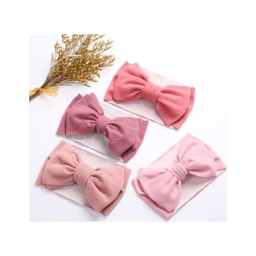2020 Baby Accessories Infant Baby Girl Cute Bow Headband Newborn Solid Headwear Headdress Nylon Elastic Hair Band Gifts Props