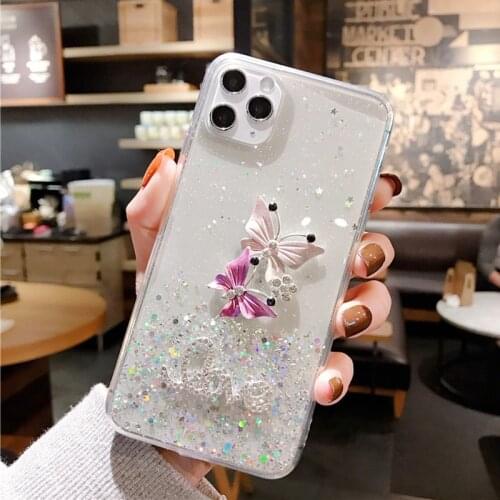 Luxury 3D Glitter Butterfly Phone Case For Oppo Realme 6 5 3 C2 X2 X50 Pro X50 Reno 4 3 Pro 2 Z Ace Bling Star Sequins Cover