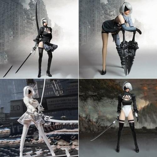 SET015/SET017/SET019/TF03 1/6 NieR: Automata YoRHa 2B Head Sculpt & Clothing Sets Accessory for 12'' Pale Action Figure Body