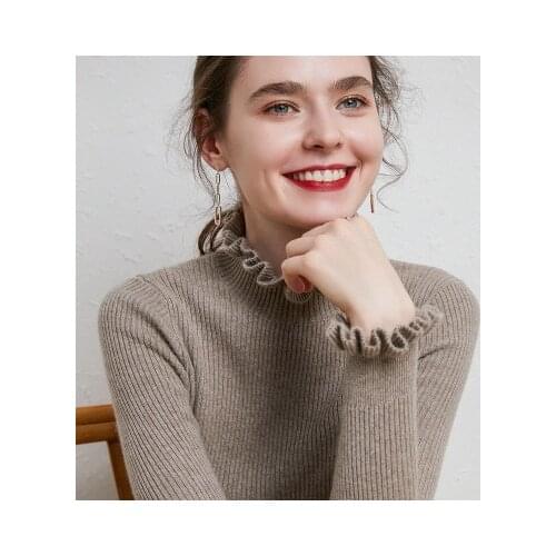 Autumn Winter 2020 New Wood Ear Sweater Womens Plus Size Lace Sleeve Bottoming Shirt Thick Warm Knit Sweater Fashion Versatile