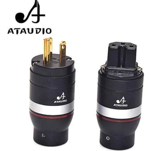 ATAUDIO Hifi Power Plug High Performance Gold-plated One Pair US Power Connector + IEC female connector