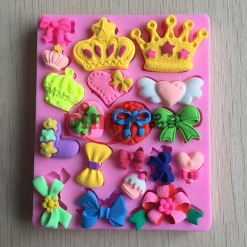 Many Crown Bowknot Love Cooking Tools Christmas Wedding Decoration Silicone Mold Fondant Cake DIY Tools E040