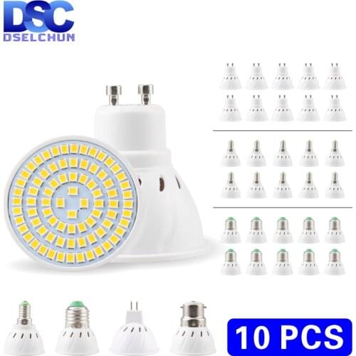 10pcs Lampada LED Spotlight Bulb E27 E14 MR16 GU10 B22 220V Bombillas LED Lamp 48 60 80 LED 2835 SMD Lampara Spot Light 3w 4w 5w