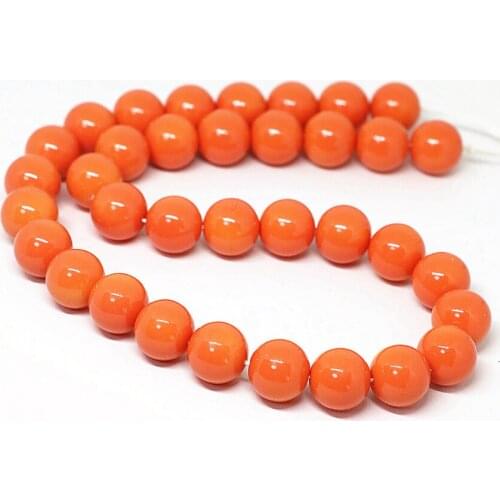 High-quality Glass synthetic orange coral round loose beads pick size 4-14mm fashion jewelry making Necklace Bracelet 15inch T9