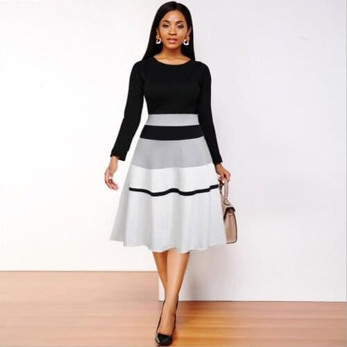 Women Dress 2021 Spring Casual Slim Striped Office A-Line Dress Vintage Elegant Sexy High Waist Business Long Party Dress