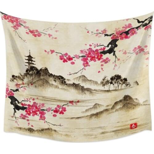 Ink Painting Flowers Wall Tapestry Home Wall Decor Tapestry Bedroom Tapestry Wall Hanging Picnic Mat Yoga Mat