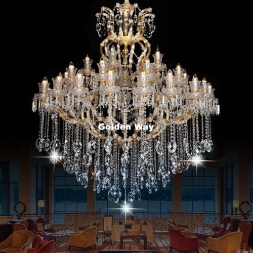 Golden Chrome Color Maria Theresa Crystal Chandeliers Light Crystal Lustre 15arms D85cm H80cm LED Lamp for Lobby Stair Pendants