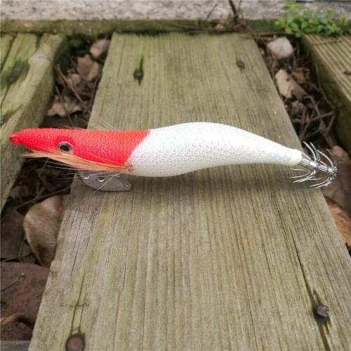 1PCS Luminous Squid Jig Bait 3.5# Wood Shrimp Fishing Lure Squid Cuttlefish Jig Lure Bait Fishing Lure