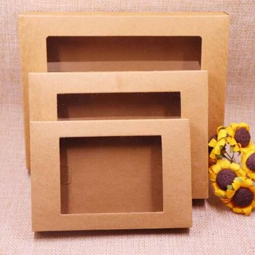 10 Pcs New 2018 New Diy Kraft/Vintage Window Paper Box /Gift Box Wedding Favourate Box Can Custom Logo Logo Cost Extra