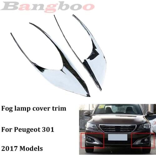 2PCS ABS Chrome Car Front Fog Lights Fog lamp Cover Trim For Peugeot 301 2017
