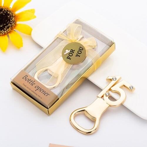 25Pcs/lot) 15th Wedding celebration Favors for Guests of 15 design Bottle Opener for 15th anniversary gift and 50 birthday gift