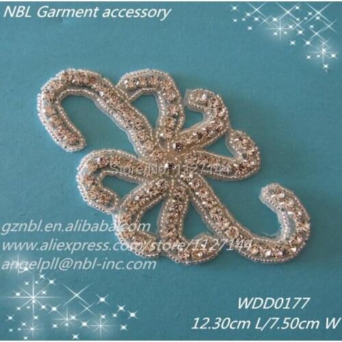 30 PIECES) Crystal bridal beaded rhinestone applique patch for wedding evening dress and bag DIY iron on WDD0177