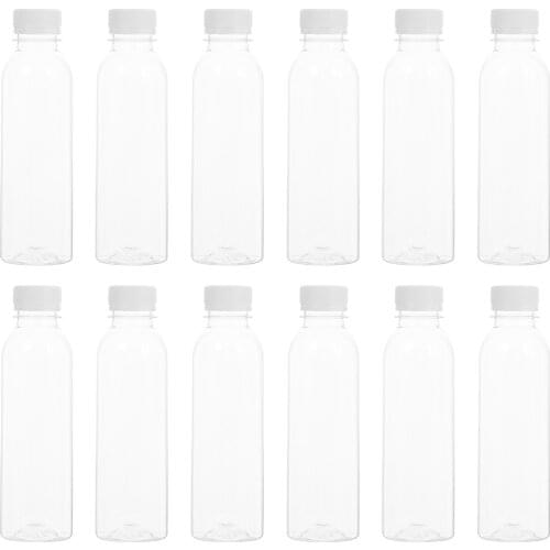 30pcs Durable Reusable Containers Empty Beverage bottles Clear Juice Jars With Lids Storage Plastic Beverage Drinking Bottles
