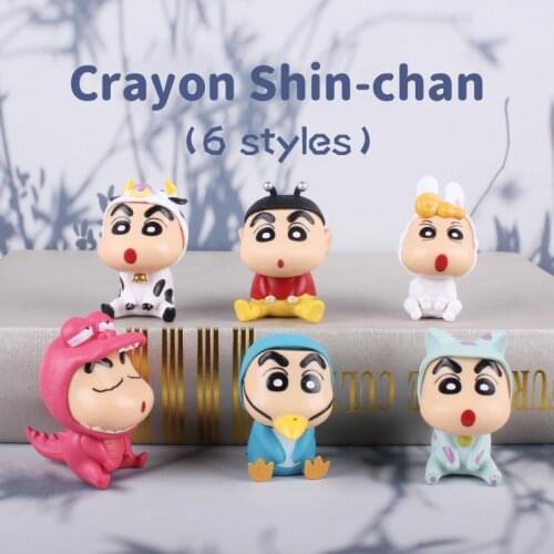 6pcs/set 6cm Pvc Bandai Crayon Shinchan Doll Figure Toy Model Home Deco Cartoon Anime Kid Toys Christmas Gifts