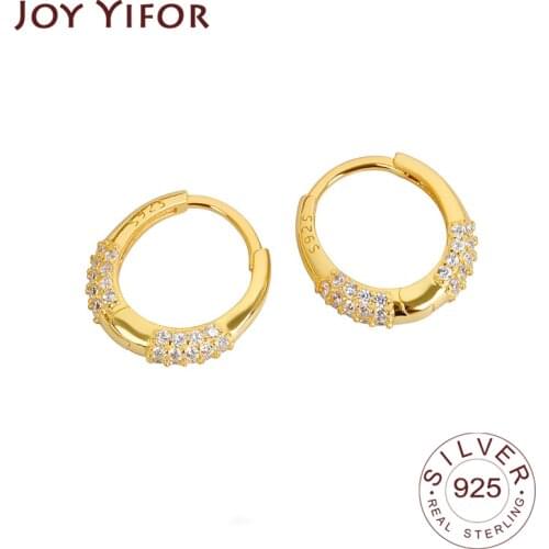 925 Sterling Silver Earrings Charm Women Trendy Jewelry Vintage Party Accessories Gifts Gold Round Zircon Earring