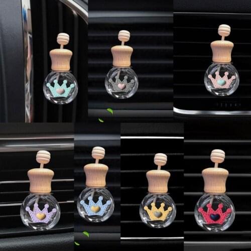Car Air Freshener Diffuser Bottle Essential Oil Fragrance Scent Diffuser Ornament Mini Empty Bottle with Crown Patterns