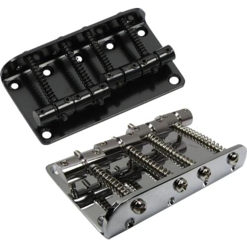 New Vintage Electric Bass Bridge For JB PB Bass 4 Strings, Black or Chrome