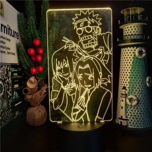 Anime NARUTO 3d Lamp Uzumaki Sasuke Haruno Sakura LED Night Light Manga Birthday Gifts Bedroom Decorative LED Table Lamp Naruto