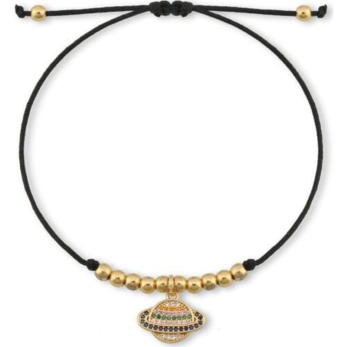 AAA Multicolor Shiny Cubic Zirconia Crystal Brass Planet Pendant Bracelet Women Gold-plated Brass Filled Beads Jewelry Present