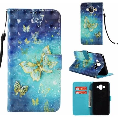Flip Wallet PU Leather Case Cover Stand Card Holder Pattern For Samsung Galaxy J7 Duo Walle Case Flip Stand Magetic Cover