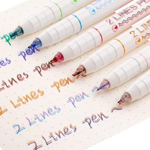 3D Double Line Marker Pen Art Comics Diy Student Bicolor Drawing Painting Markers School Office Kawaii Stationery