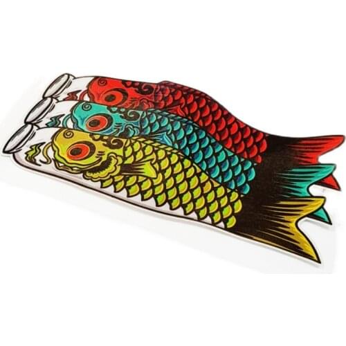 G132 17x8.5cm Japanese Elements Lucky Charm Cartoon Fish Motorcycle Bicycle Decoration Car Reflective Sticker and Decals