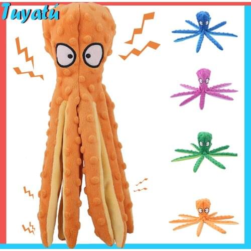 Octopus Shape Dog Squeaky Toy for Small Large Dogs Plush Interactive Dog Squeakers Toys for Aggressive Chewers Sounding Paper