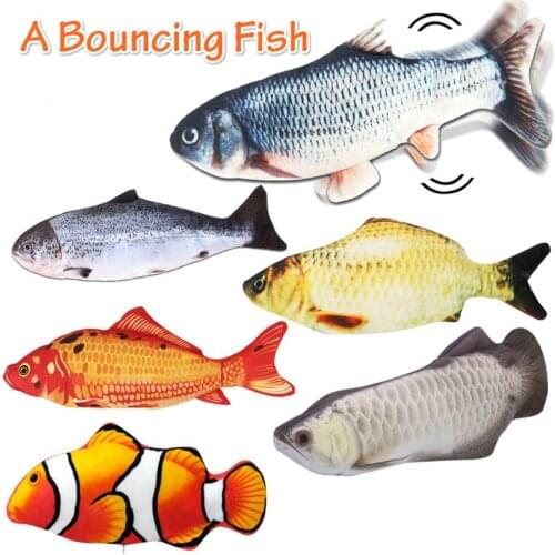 Simulation Plush Fish Novelty Toys For Cat Playing Training Tool Electric Shake Fish Pets Mint Chew Toys Cat Rest Bite Pillow