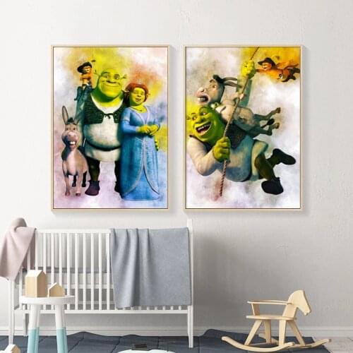 Cartoon Watercolor Shrek Poster Prints Nursery Wall Art Canvas Painting Nordic Kid Decoration Picture Baby Bedroom Decor