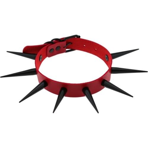 Red Long Spike Choker Punk Collar Women Men Rivets Studded Chocker Necklace 2021 Fashion Goth Jewelry Metal Gothic Accessories
